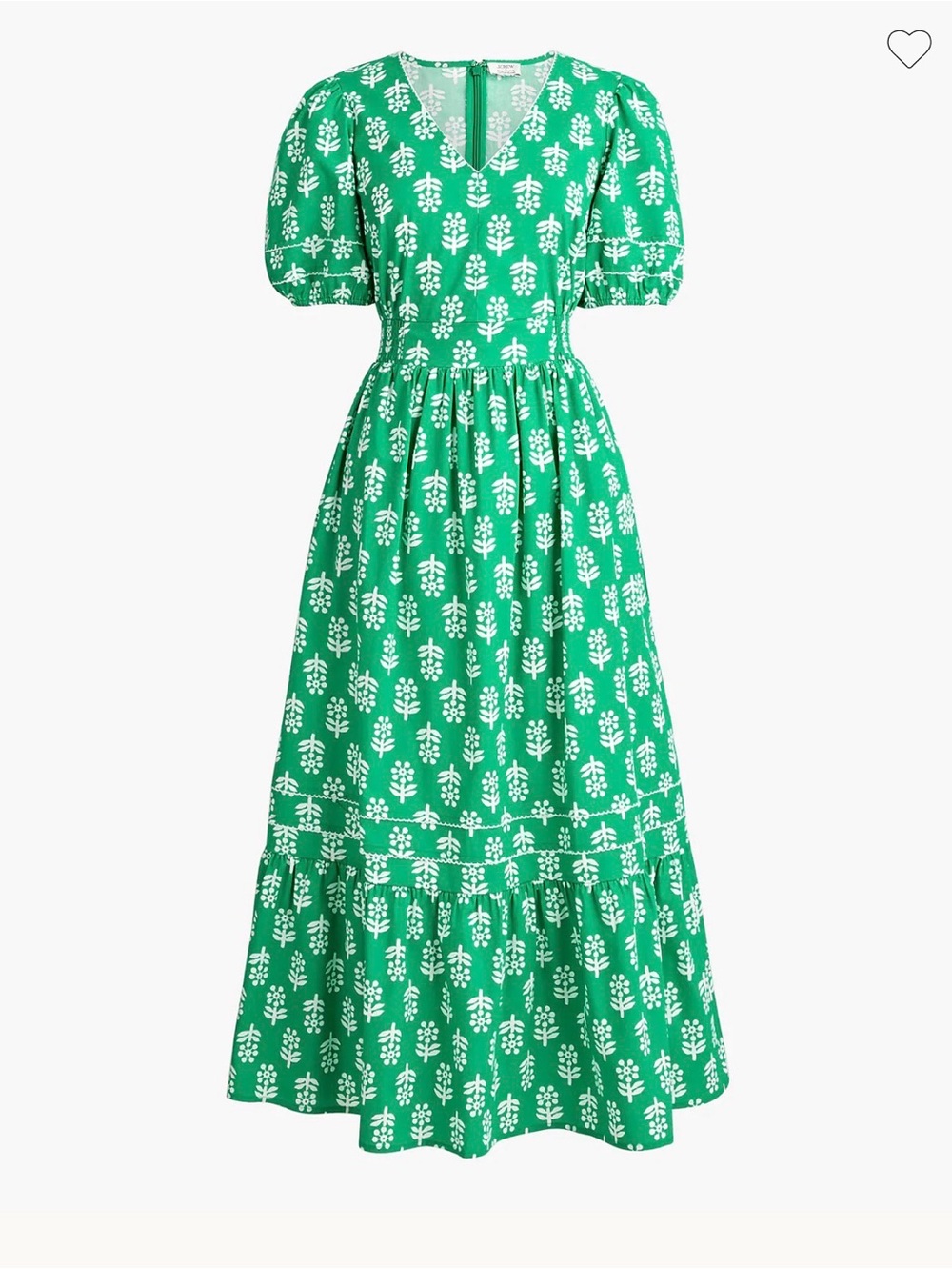 J. Crew Factory Green and White Floral Midi Dress